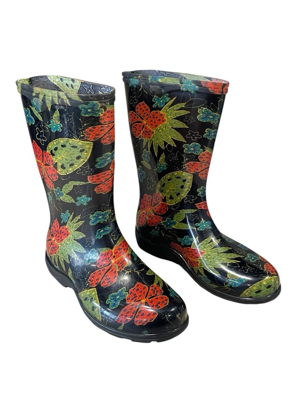 NWOT -Sloggers Women's 6 Waterproof Rain and Garden Boots Comfort Insole- Floral